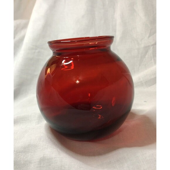 Vtg Royal Ruby Red Round Anchor Hawking Decorative Ball Vase No Chips No Cracks - Picture 5 of 8